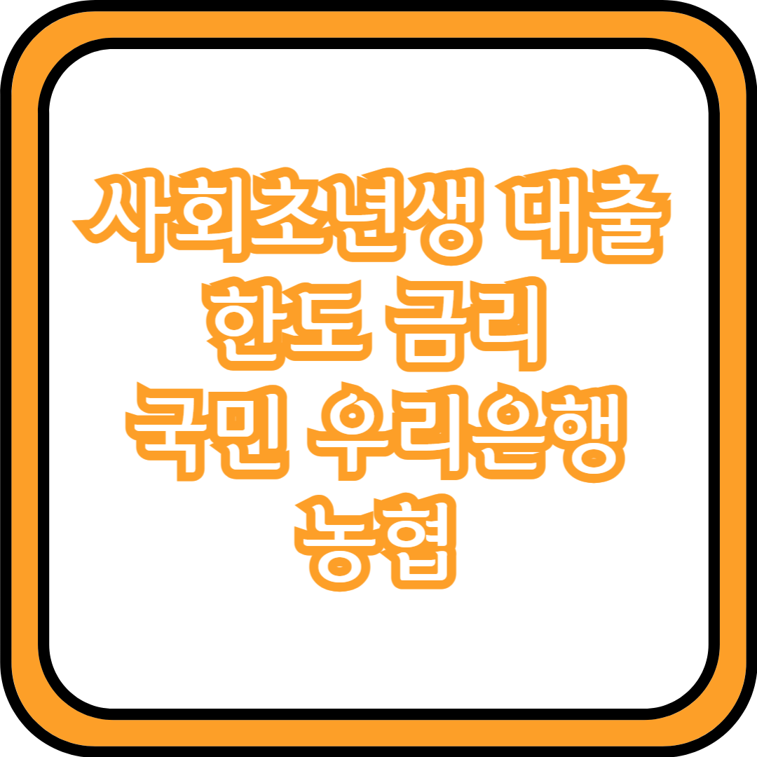  사회초년생 대출 한도 금리 (국민은행, 우리은행, 농협)