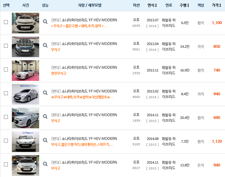 쏘나타 하이브리드 중고 쏘나타하이브리드중고차 13