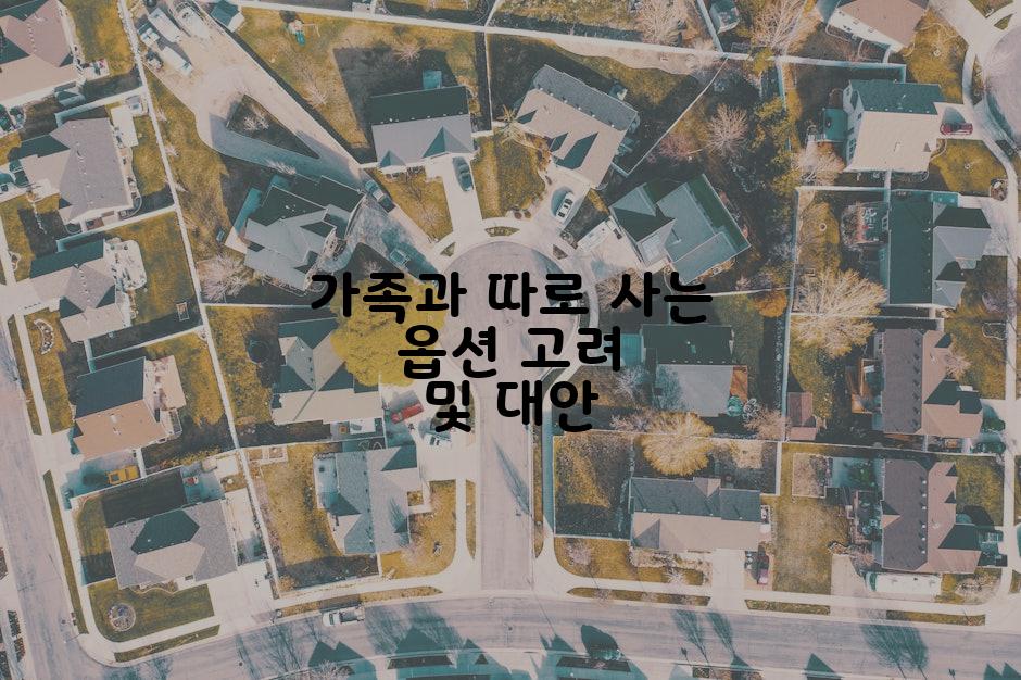 가족과 따로 사는 옵션 고려 및 대안