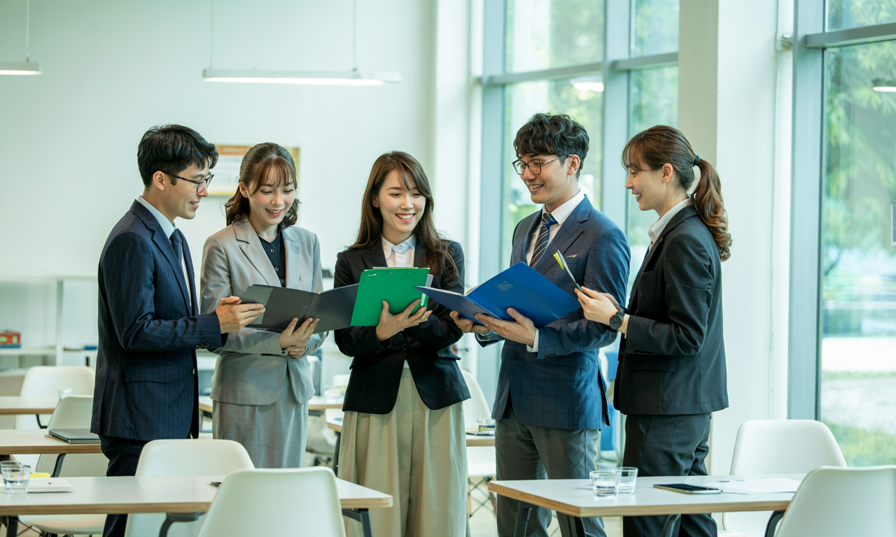 손바닥에 내일채움공제를 보고있는 청년들