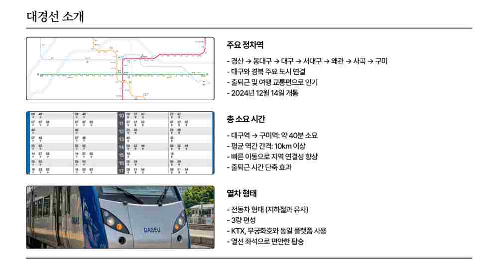 대구역 대경선 시간표 조회 - 평일 주말 첫차 막차
