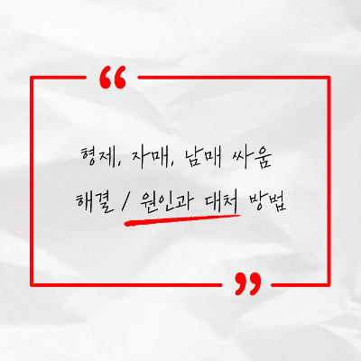  형제, 자매, 남매 싸움 해결 / 원인과 대처 방법