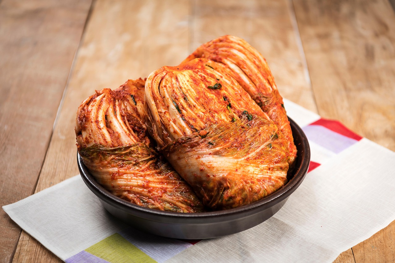 Baechu kimchi - Korean fermented napa cabbage with red pepper flakes