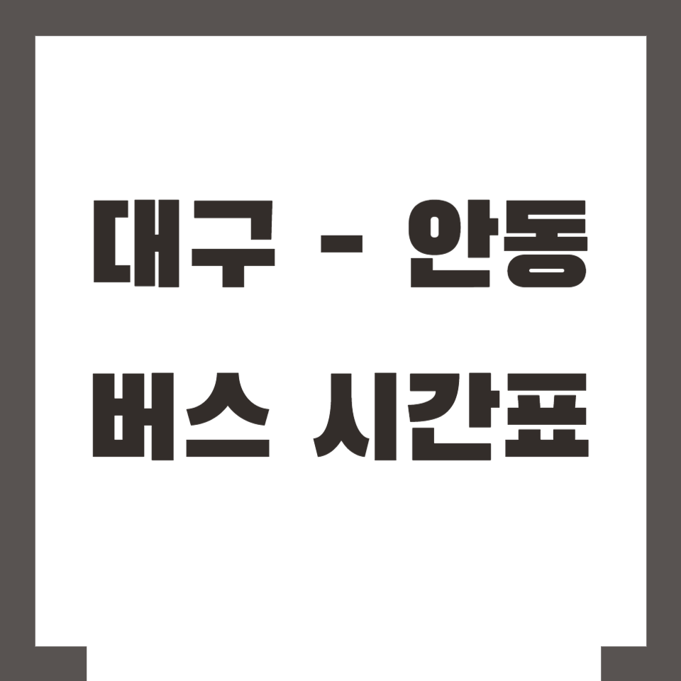 대구 안동 버스 시간표