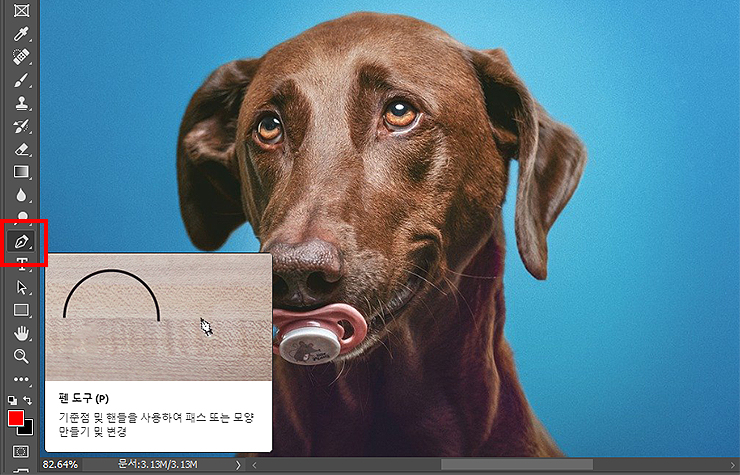 포토샵-실행-펜-도구-선택-화면