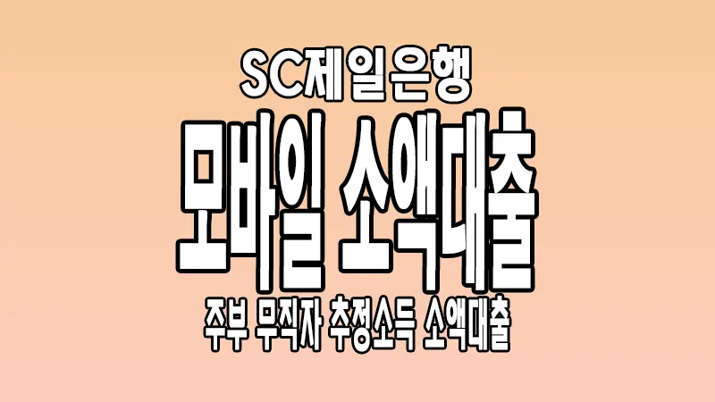 SC제일은행 모바일 소액대출 무직자 추정소득으로 이용가능