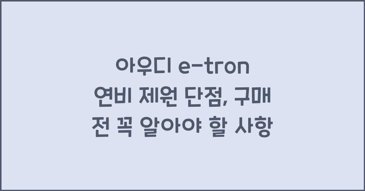 아우디 e-tron 연비 제원 단점