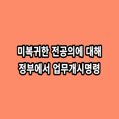 미복귀한-전공의에-대해-정부에서-업무개시명령