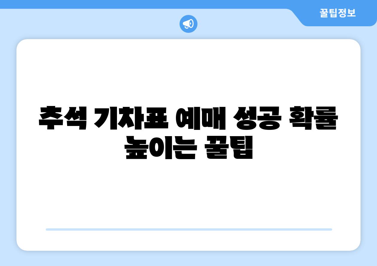 추석 기차표 예매 성공 확률 높이는 꿀팁