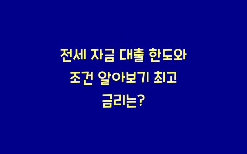 전세 자금 대출 한도와 조건 알아보기