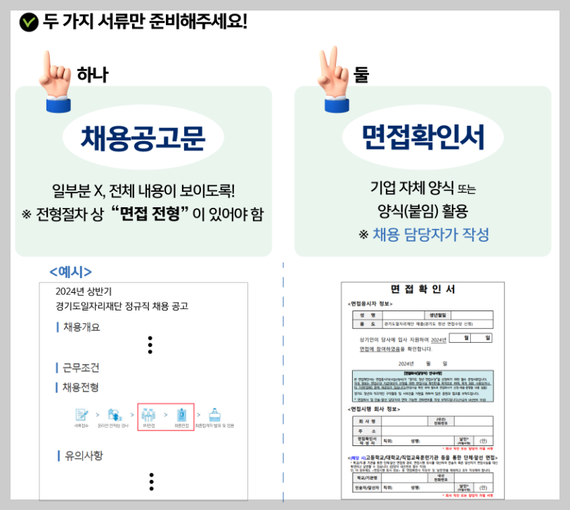 2024 경기도 청년면접수당 신청 서류 제출 양식