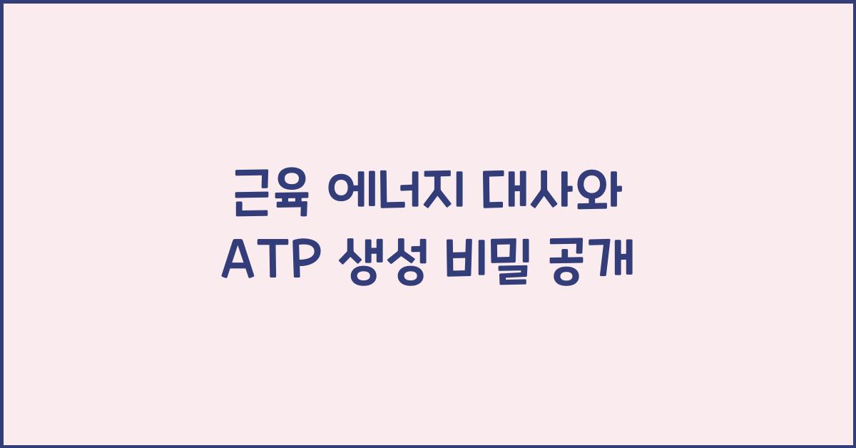 근육 에너지 대사, ATP 생성