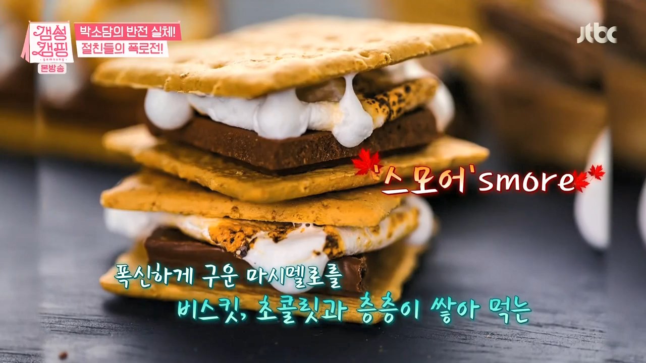  갬성캠핑 캠핑 디저트 간식의 꽃 마시멜로 비스킷 스모어