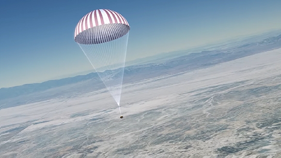 오시리스-렉스 탐사선이 방출한 캡슐이 오는 24일 지구 대기권을 통과한 뒤 낙하산을 이용해 유타사막에 착륙한다.