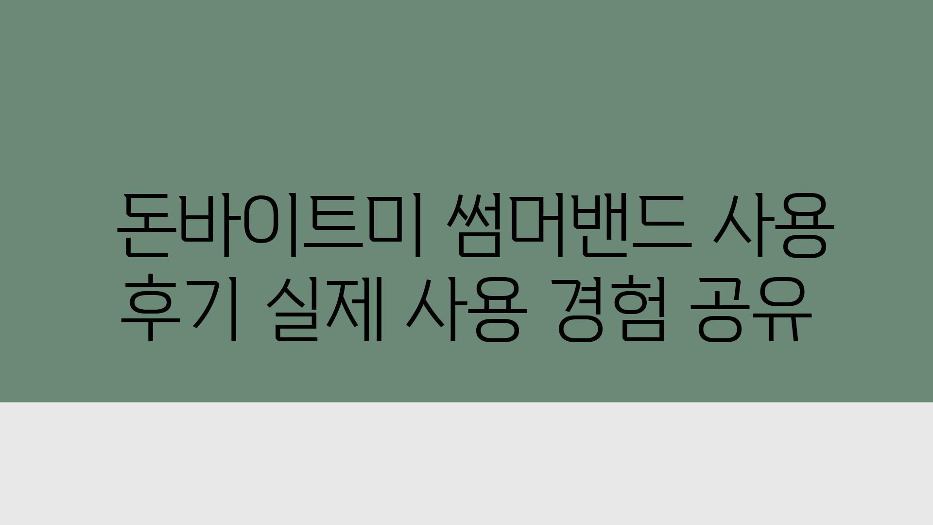  돈바이트미 썸머밴드 사용 후기 실제 사용 경험 공유