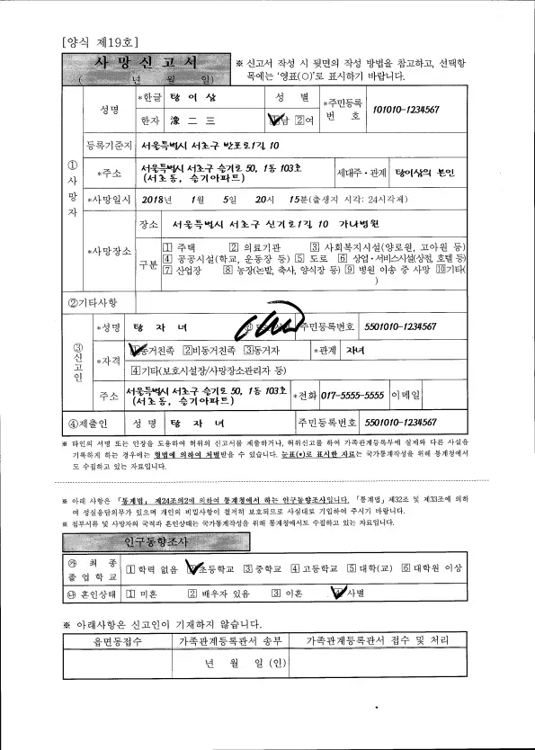 사망 신고 필요 서류 기한 절차_2