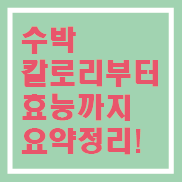  수박 칼로리와 효능까지 깔끔하게 총정리!