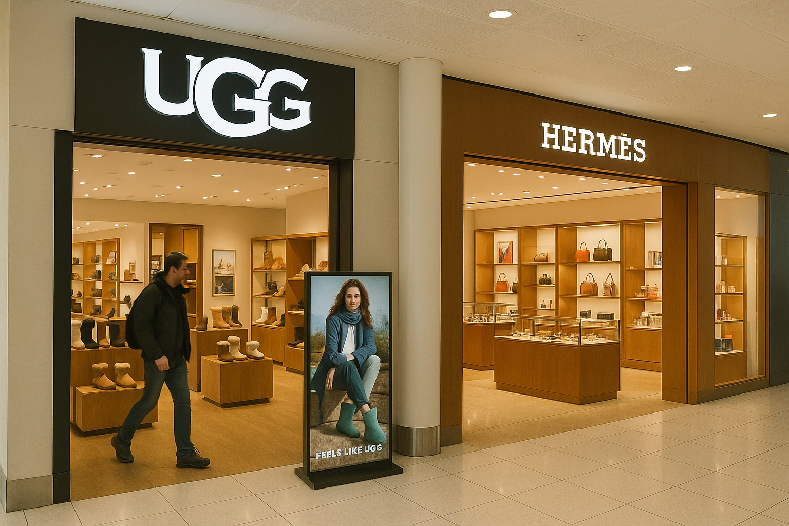 시드니 공항 T1 국제선 메인 면세존 UGG &amp; Hermès 매장 입구/
