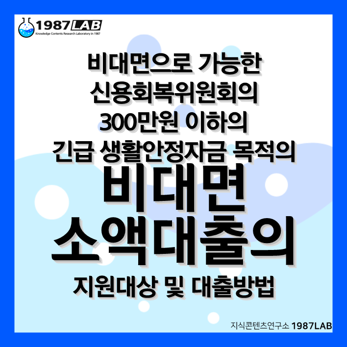 비대면으로 가능한 신용회복위원회의 300만원 이하의 긴급 생활안정자금 목적의 비대면 소액대출의 지원대상 및 대출방법