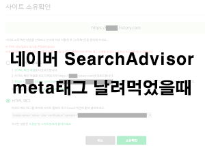  실수로 네이버 Search Advisor meta태그를 날렸을때