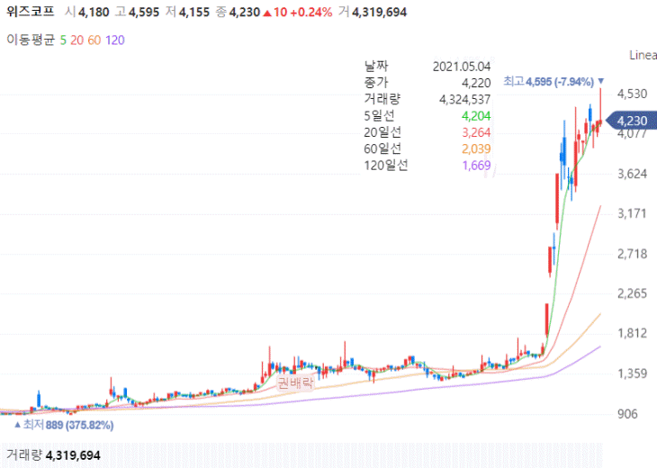 위즈코프-주가