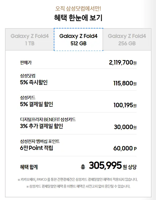 갤럭시 z 폴드4 삼성닷컴 할인혜택