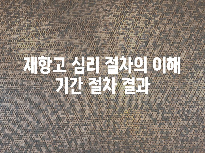 재항고 심리 절차의 이해 기간 절차 결과