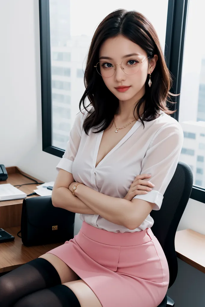 AI 실사 오피스 정장 비서 룩북 셔츠 치마 컨셉