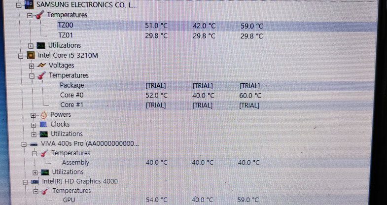 i5-3210M CPU 온도가 52도