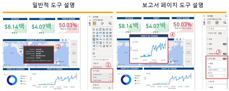 보고서페이지도구설명 화면