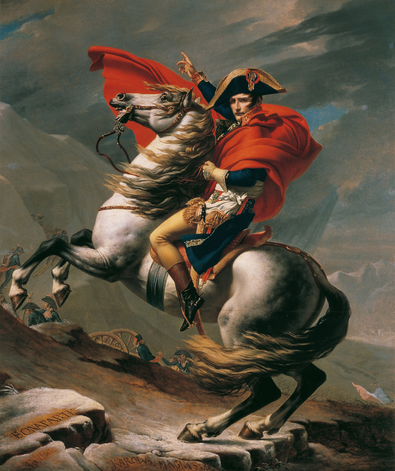 Napoleon Crossing the Alps&#44; romantic version by Jacques-Louis David in 1805ⓒwikipedia