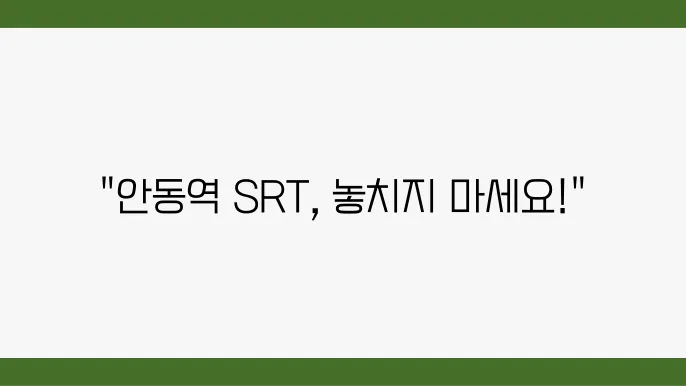 안동역 SRT 추석 기차표 예매 조회 앱 설알, 필독 정지