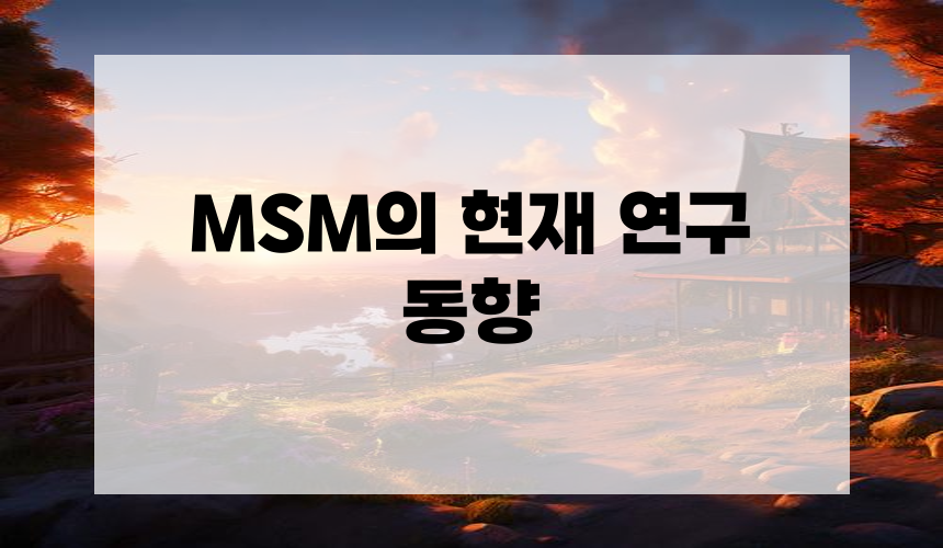 **MSM의 현재 연구 동향**