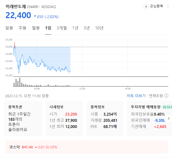 미래반도체 주가