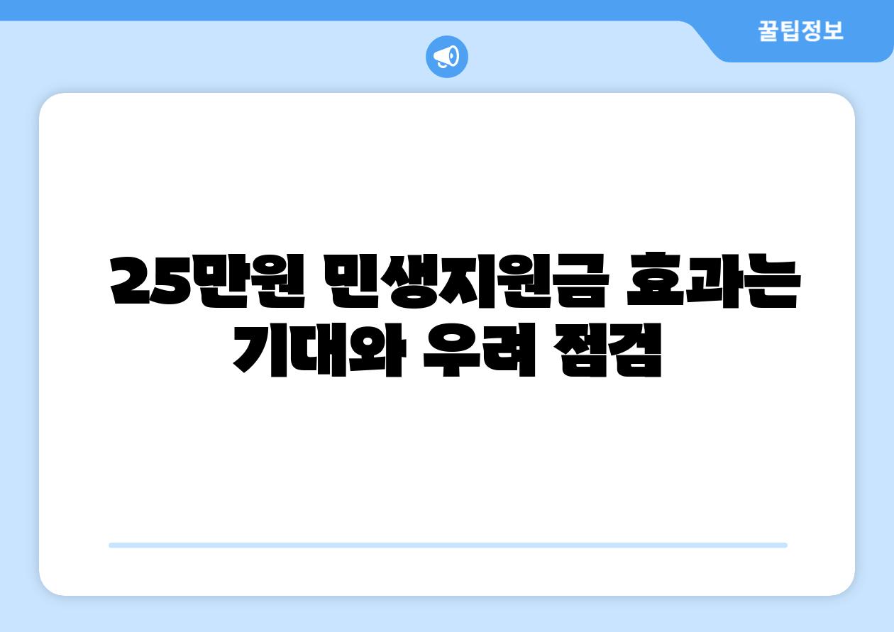  25만원 민생지원금 효과는 기대와 우려 점검