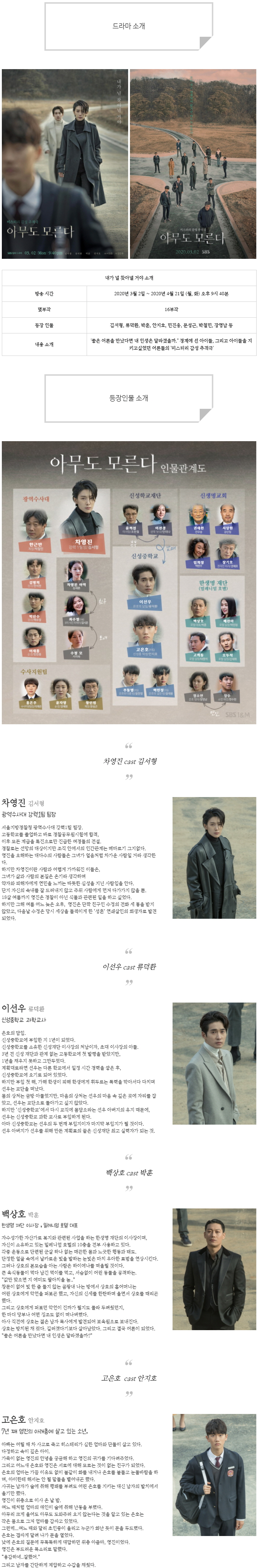  [월화드라마] 아무도 모른다 인물관계도, 몇부작, 정보 소개