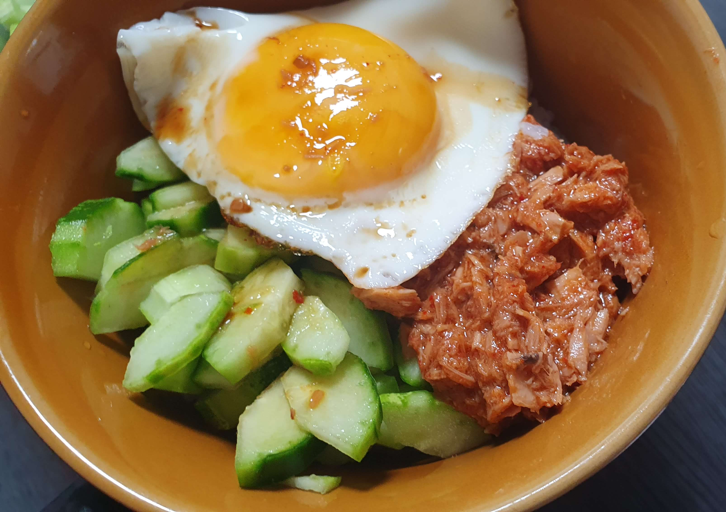 참치쌈장 오이 비빔밥