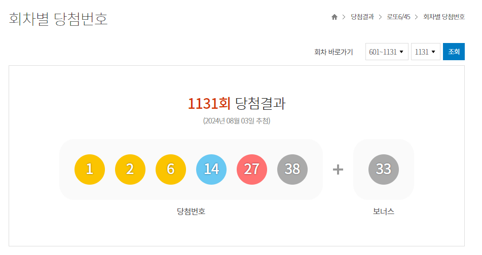 동행복권-회차별-당첨번호