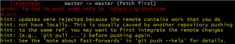 ! [rejected] master -> master (fetch first) git push 에러