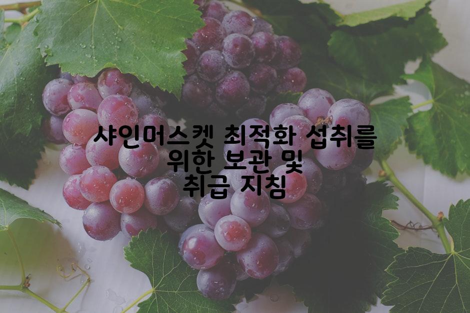 샤인머스켓 최적화 섭취를 위한 보관 및 취급 지침