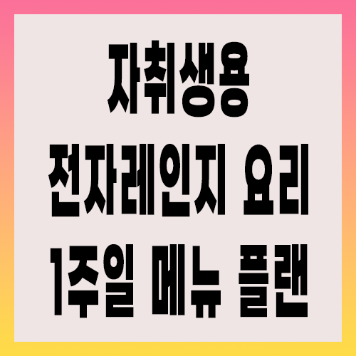 자취생용 전자레인지 요리 1주일 메뉴 플랜