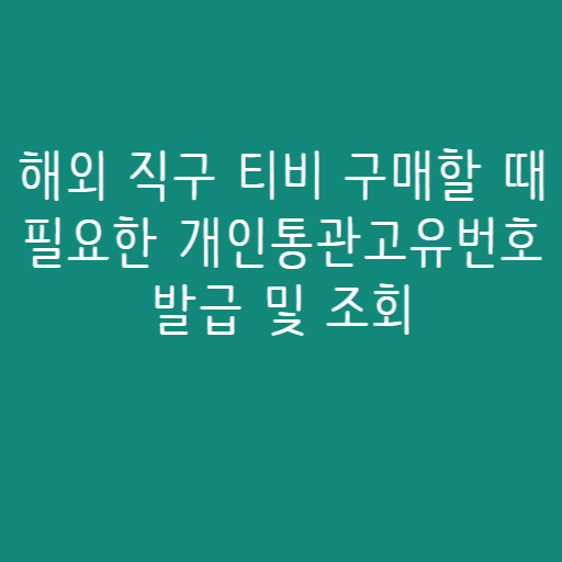 해외 직구 티비 구매할 때 필요한 개인통관고유번호 발급 및 조회 해외 직구 티비 구매할 때 필요한 개인통관고유번호 발급 및 조회