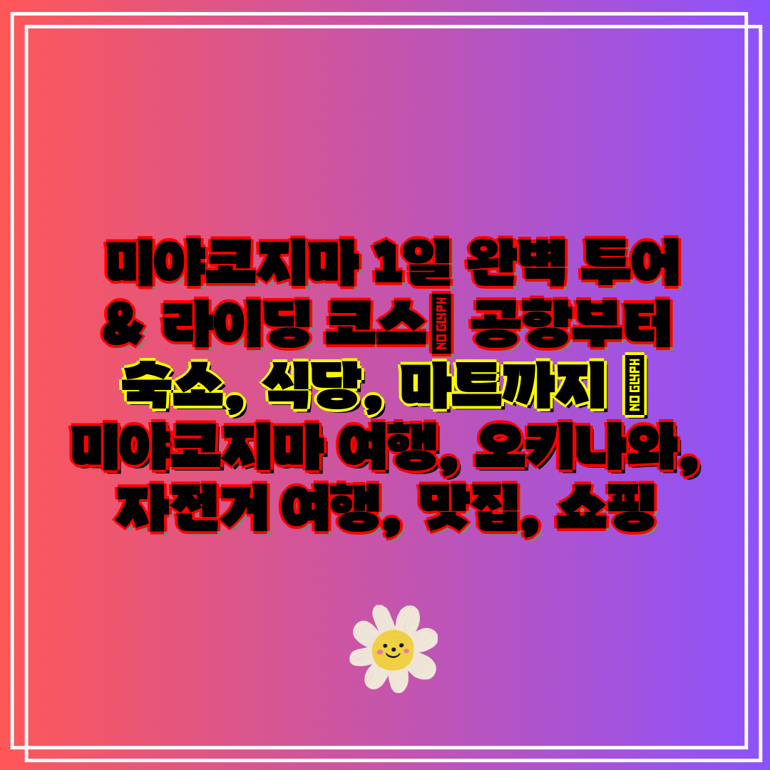 미야코지마 1일 완벽 투어 & 라이딩 코스 공항부터