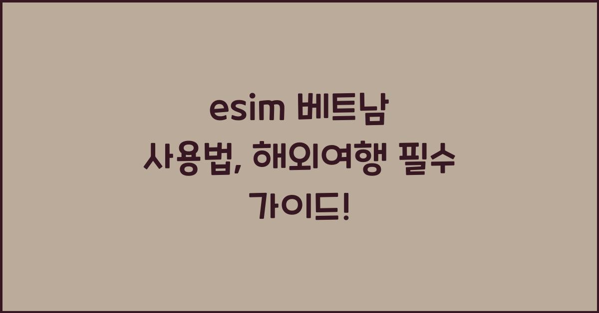 esim 베트남 사용법