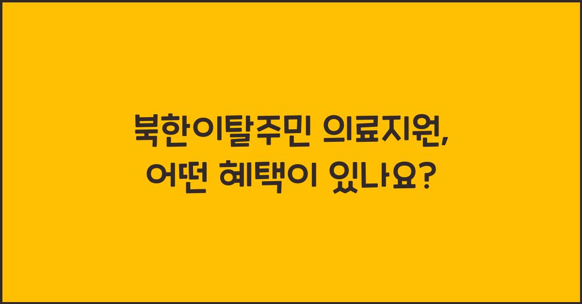 북한이탈주민 의료지원