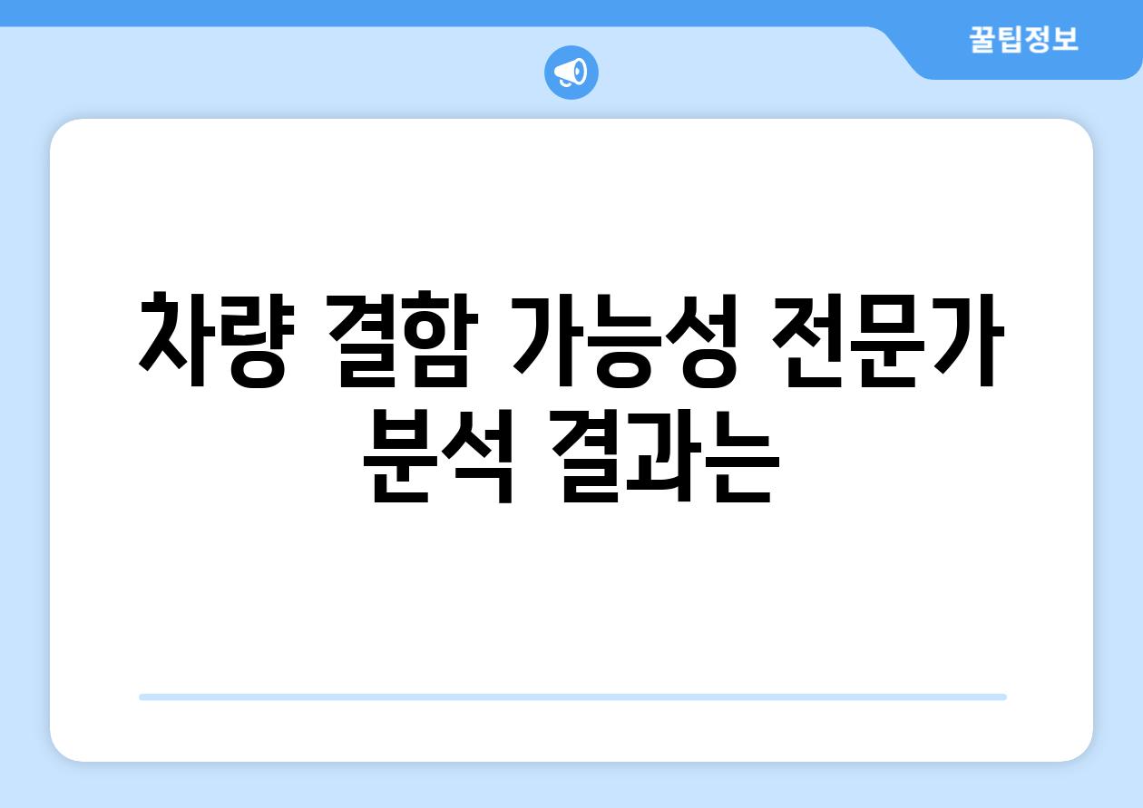 차량 결함 가능성 전문가 분석 결과는