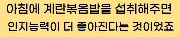  아침에 계란볶음밥을 섭취해주면 인지능력이 더 좋아진다는 것이었죠