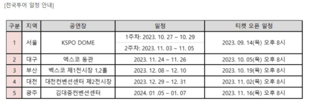 임영웅 콘서트 일정 예매 방법
