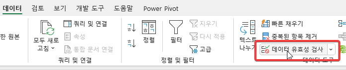 데이터 유효성 검사