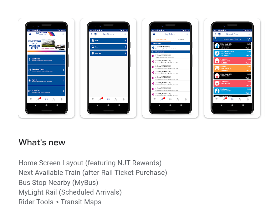 뉴저지 교통앱 : NJ TRANSIT Mobile App